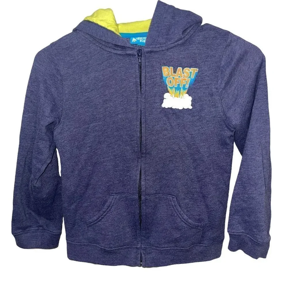Lightning Bug Blue Hooded Jetpack Sweatshirt‎ - Kids Size 7
